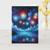 Gepersonaliseerde Vierde van juli Vuurwerk Reflect Kaart (Gele Bloem)