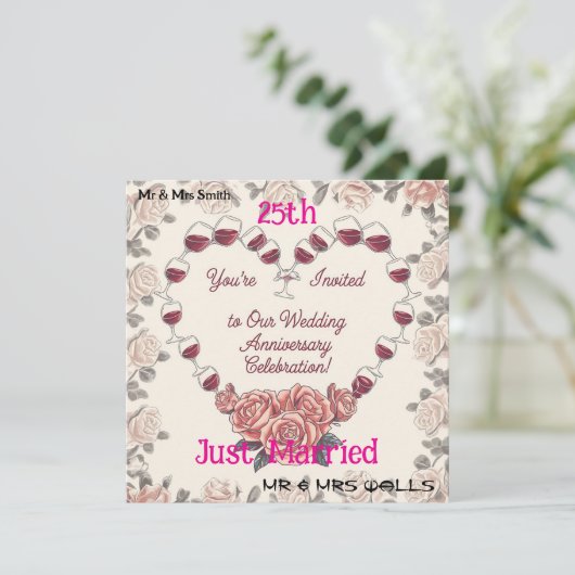 Gepersonaliseerde viering 25 jaar liefde kaart (Staand voorkant)