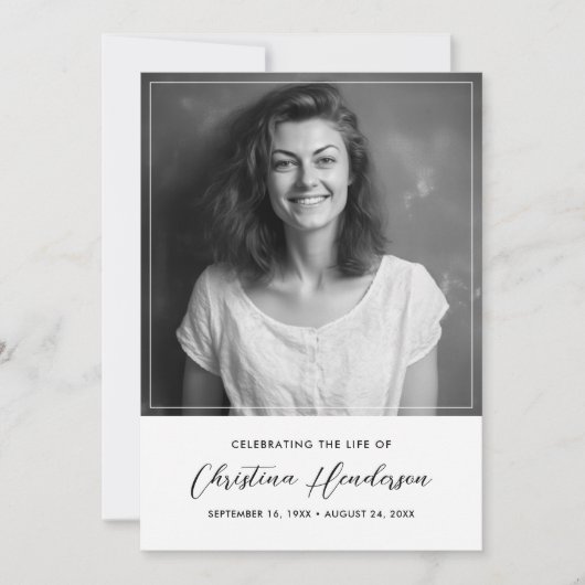 Gepersonaliseerde viering van het leven Foto Begra Kaart (Voorkant)