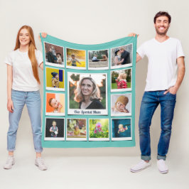 Gepersonaliseerde vierkante foto collage familie B Fleece Deken
