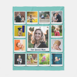 Gepersonaliseerde vierkante foto collage familie B Fleece Deken