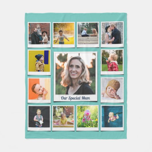 Gepersonaliseerde vierkante foto collage familie B Fleece Deken (Voorkant)