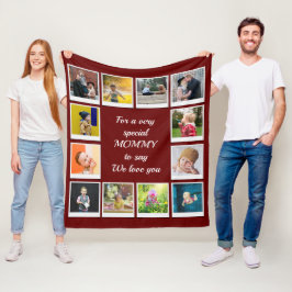 Gepersonaliseerde Vierkante Fotocollage Modern Roo Fleece Deken