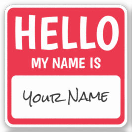 Gepersonaliseerde vierkante hallo mijn naam is sti sticker