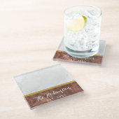 Gepersonaliseerde vierkante marmeren hout achterna glazen onderzetter (Schuin)