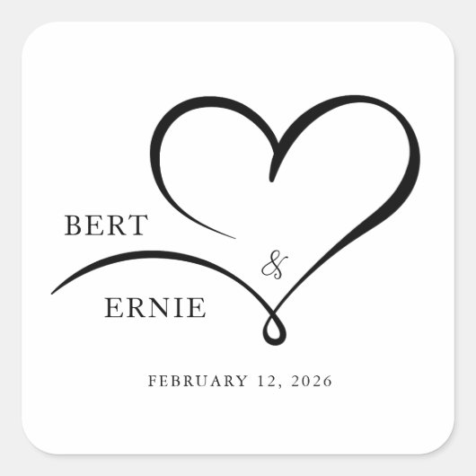 Gepersonaliseerde Vierkante Sticker Custom Wedding (Voorkant)