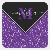 Gepersonaliseerde vierkante sticker met muziek sym (Voorkant)