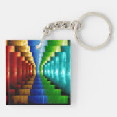 Gepersonaliseerde vierkante veelkleurige trap stap sleutelhanger (Achterkant)
