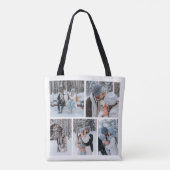 Gepersonaliseerde vijf foto collage Canvas tas (Achterkant)