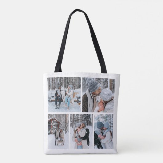 Gepersonaliseerde vijf foto collage Canvas tas (Achterkant)