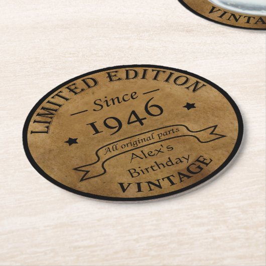 Gepersonaliseerde vijfentachtig vintage 85ste verj ronde kartonnen onderzetter (Gebogen)