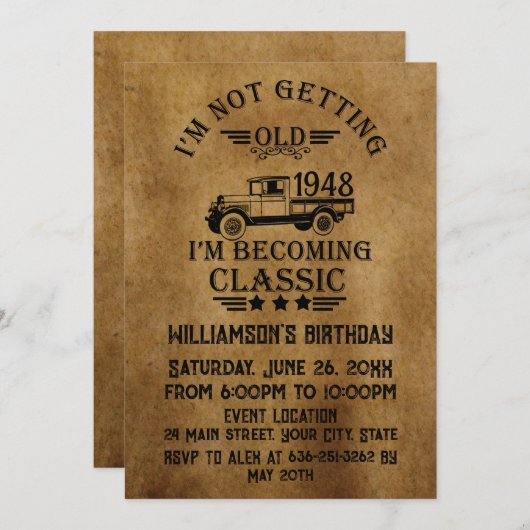 Gepersonaliseerde vijfenzeventig vintage 75ste ver kaart (Voorkant / Achterkant)