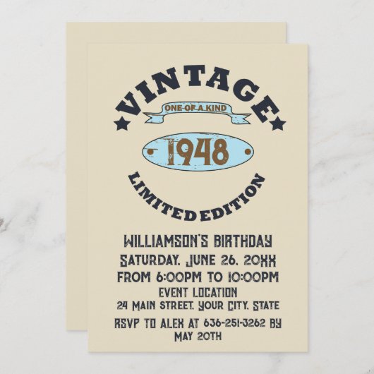 Gepersonaliseerde vijfenzeventig vintage 75ste ver kaart (Voorkant / Achterkant)