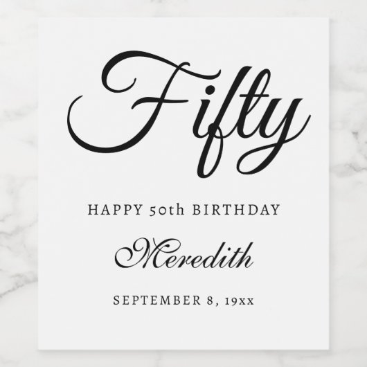 Gepersonaliseerde vijftig - 50ste verjaardag wijn wijn etiket (Enkel label)