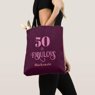 Gepersonaliseerde Vijftig en Fabulous Bourgogne Tote Bag