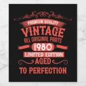 Gepersonaliseerde vintage 45e verjaardagscadeaus r wijn etiket (Enkel label)