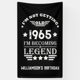 Gepersonaliseerde vintage 60ste verjaardag zwart w spandoek