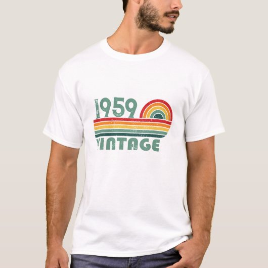 Gepersonaliseerde vintage 65e verjaardag mannen ge t-shirt (Voorkant)