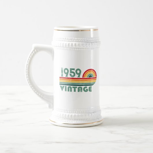 Gepersonaliseerde vintage 65e verjaardagscadeaus bierpul (Links)