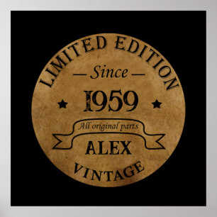 Gepersonaliseerde vintage 65e verjaardagscadeaus poster