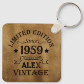 Gepersonaliseerde vintage 65e verjaardagscadeaus sleutelhanger (Achterkant)