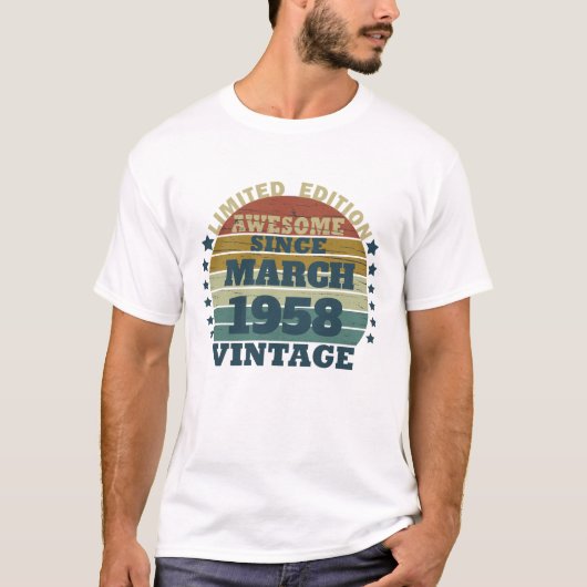 Gepersonaliseerde vintage 65e verjaardagscadeaus t-shirt (Voorkant)