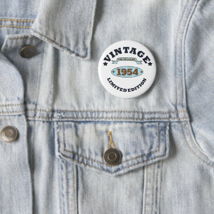 Gepersonaliseerde vintage 70ste verjaardag ronde button 5,7 cm