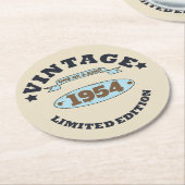 Gepersonaliseerde vintage 70ste verjaardag ronde kartonnen onderzetter (Gebogen)