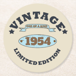Gepersonaliseerde vintage 70ste verjaardag ronde kartonnen onderzetter