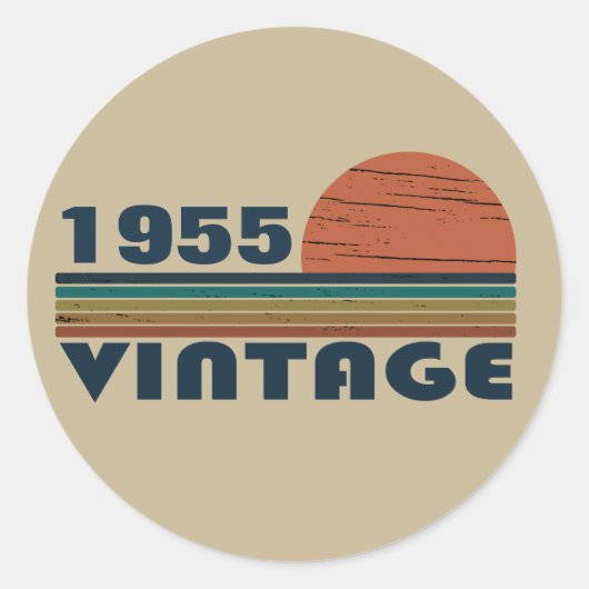 Gepersonaliseerde vintage 70ste verjaardag ronde sticker (Voorkant)