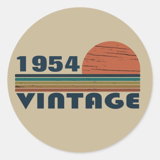Gepersonaliseerde vintage 70ste verjaardag ronde sticker (Voorkant)