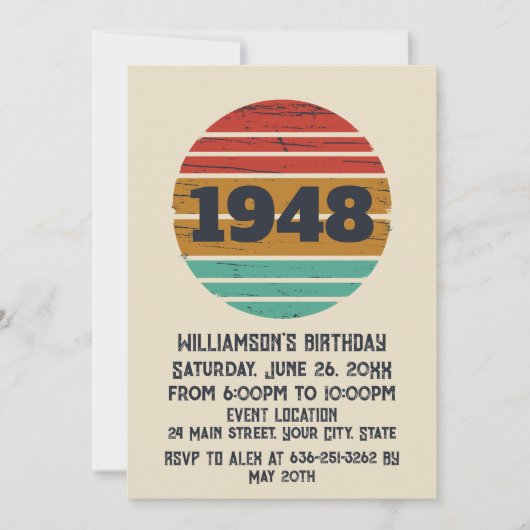 Gepersonaliseerde vintage 75e verjaardag kaart (Voorkant)