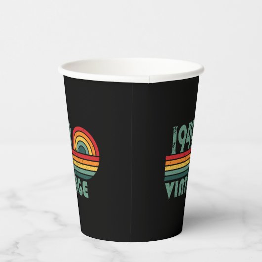 Gepersonaliseerde vintage 75e verjaardag papieren bekers (Rechts)