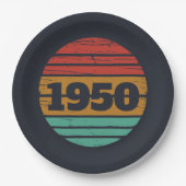 Gepersonaliseerde vintage 75e verjaardag papieren bordje (Voorkant)