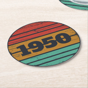 Gepersonaliseerde vintage 75e verjaardag ronde kartonnen onderzetter