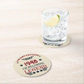 Gepersonaliseerde vintage 75e verjaardag ronde kartonnen onderzetter (Insitu)