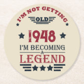 Gepersonaliseerde vintage 75e verjaardag ronde kartonnen onderzetter (Voorkant)