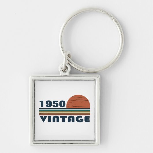 Gepersonaliseerde vintage 75e verjaardag sleutelhanger (Voorkant)