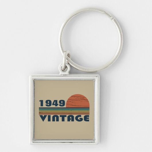 Gepersonaliseerde vintage 75e verjaardag sleutelhanger (Voorkant)