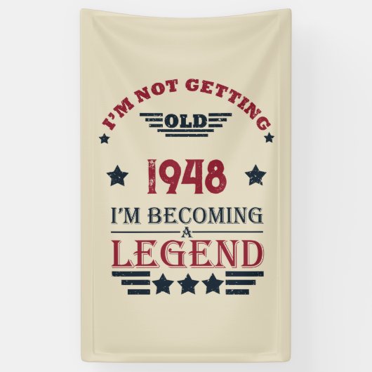 Gepersonaliseerde vintage 75e verjaardag spandoek (Verticaal)