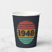 Gepersonaliseerde vintage 75ste verjaardag papieren bekers (Achterkant)