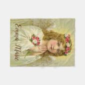 Gepersonaliseerde Vintage Angel die Rosary bidt Fleece Deken (Voorkant (Horizontaal))
