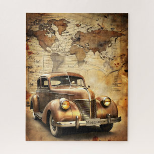 Gepersonaliseerde vintage auto   Antiek Wereldkaar Legpuzzel