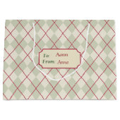 Gepersonaliseerde Vintage Christmas Argyle Gift Ba Groot Cadeauzakje (Voorkant)
