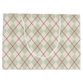 Gepersonaliseerde Vintage Christmas Argyle Gift Ba Groot Cadeauzakje (Achterkant)