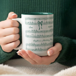 Gepersonaliseerde Vintage Christmas Carol Music No Tweekleurige Koffiemok