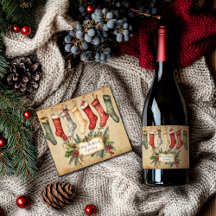 Gepersonaliseerde Vintage Christmas Sparkling Wine