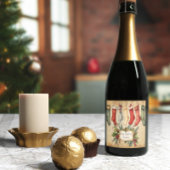 Gepersonaliseerde Vintage Christmas Sparkling Wine Sparkling Wijnetiket
