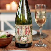 Gepersonaliseerde Vintage Christmas Sparkling Wine Wijnetiket