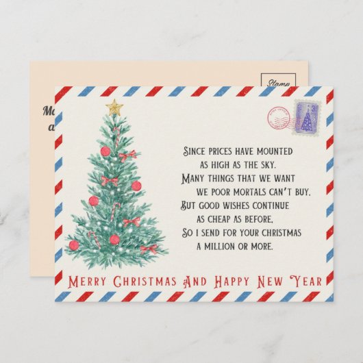 Gepersonaliseerde Vintage Een kerstboom Feestdagenkaart (Voorkant / Achterkant)